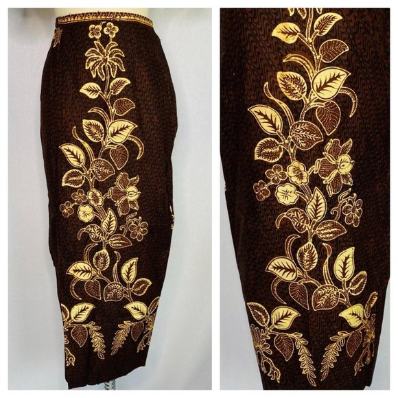 Vintage Dresses & Skirts - Vintage 60s Wiggle Tiki Hostess Skirt size S Small